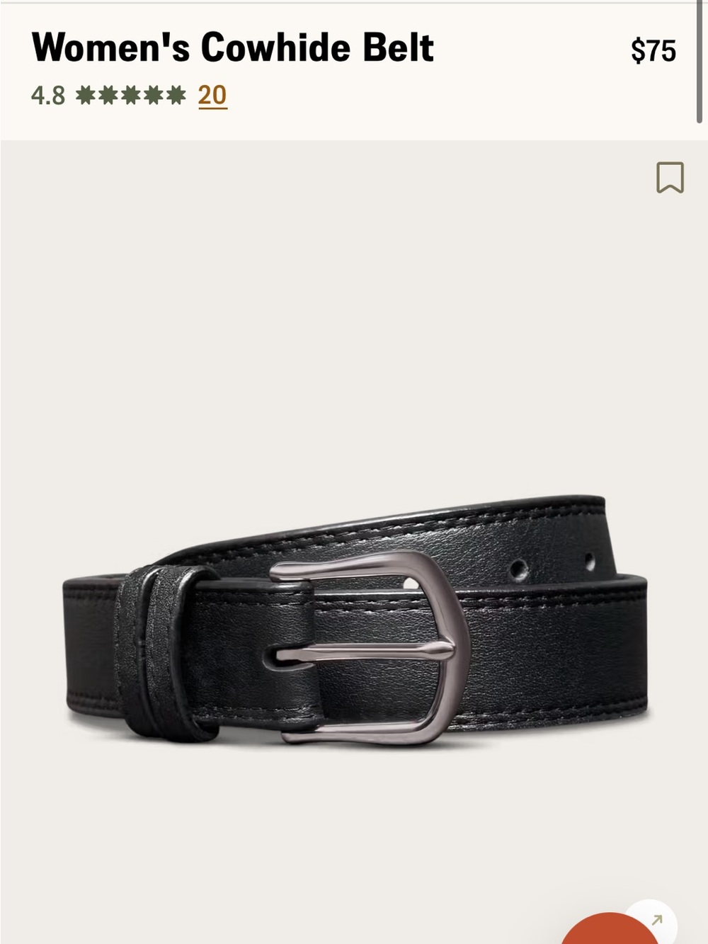 Tecovas Women's Black Cowhide Leather Belt with Silver-Tone Buckle